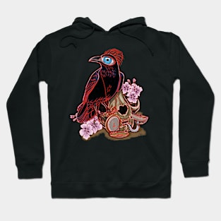 Red crow and skull cat Hoodie